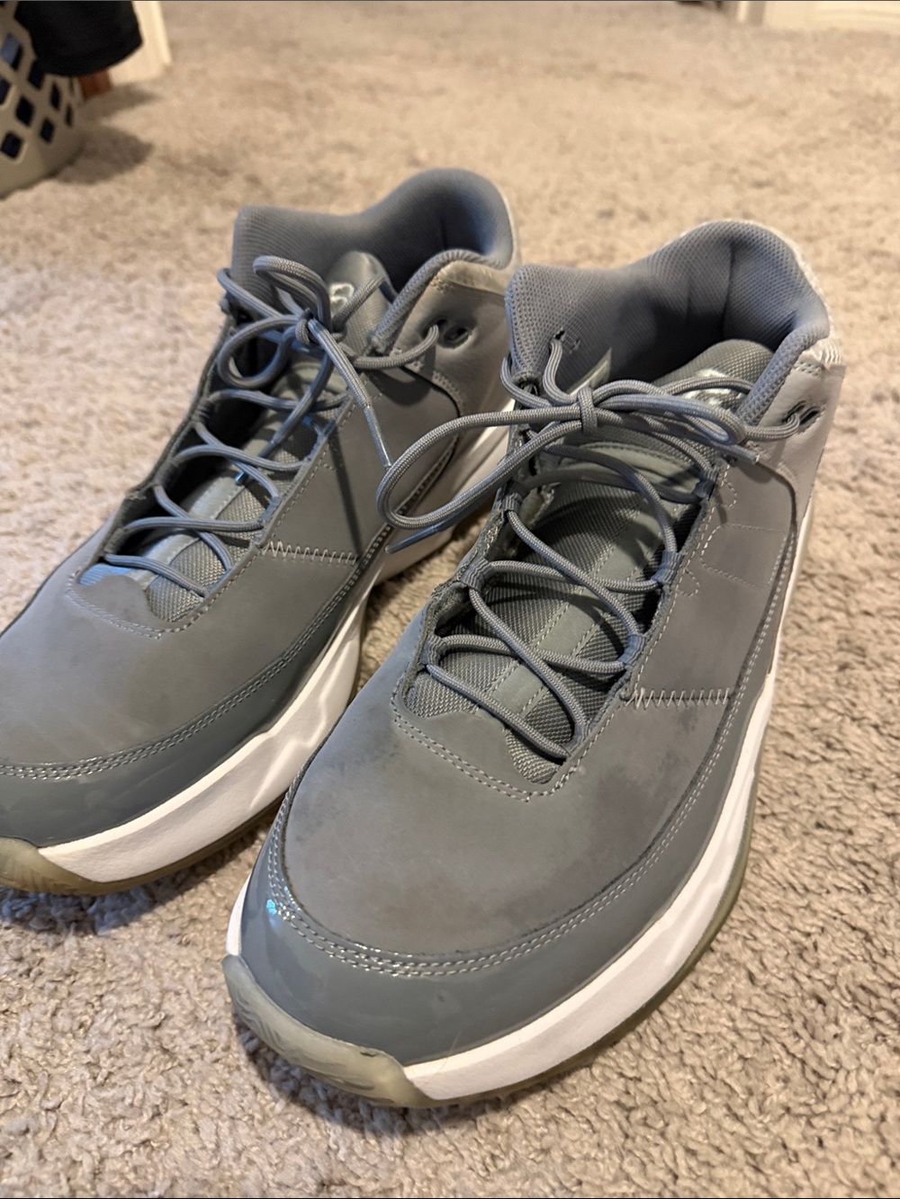 Jordan Men's Gray Low-Top Athletic Sneakers with White Midsole